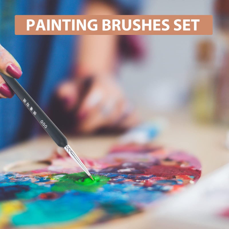 TOYANDONA 3Pcs Wolf Hair Miniature Painting Brush Set for Detail Art with Fine Line Sizes 000 00 0 Watercolor Oil Gouache - Image 5